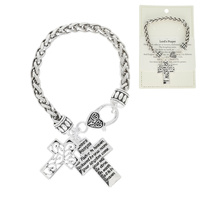 LORD'S PRAYER CROSS CHARM CHAIN BRACELET