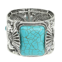 WESTERN TURQUOISE CONCHO STRETCH BRACELET