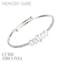 OVAL CUT CZ MEMORY WIRE BRACELET