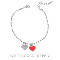 GOLD PLATED HEART CHARM BALL CHAIN BRACELET