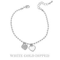 GOLD PLATED HEART CHARM BALL CHAIN BRACELET