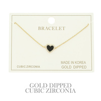 GOLD PLATED CZ HEART CHAIN BRACELET