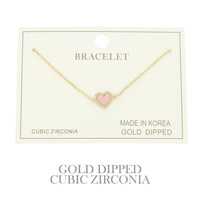 GOLD PLATED CZ HEART CHAIN BRACELET