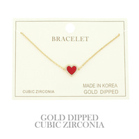 GOLD PLATED CZ HEART CHAIN BRACELET