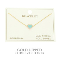 GOLD PLATED CZ HEART CHAIN BRACELET