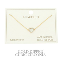 GOLD PLATED CZ HEART CHAIN BRACELET