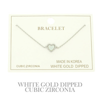GOLD PLATED CZ HEART CHAIN BRACELET