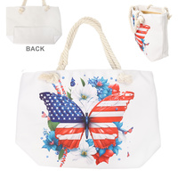 AMERICAN FLAG THEMED CANVAS TOTE BAG