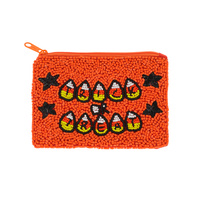 TRICK OR TREAT - HALLOWEEN THEMED SEED BEAD HANDMADE BEADED COIN PURSE WALLET