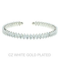 GOLD PLATED PETAL CUT CZ CUFF TENNIS BRACELET