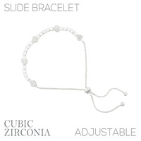 CZ ALTERNATING HEART BOLO BRACELET