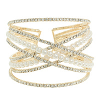 MULTI-ROW CROSSOVER CRYSTAL CUFF BRACELET