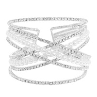 MULTI-ROW CROSSOVER CRYSTAL CUFF BRACELET