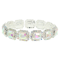 EMERALD CUT CRYSTAL HALO TENNIS BRACELET