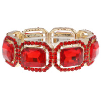 CRYSTAL RHINESTONE OCTAGON CUT HALO STRETCH BANGLE BRACELET