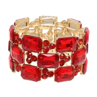 3-ROW RECTANGLE CUT CRYSTAL GEM CLUSTER BRACELET