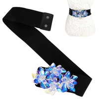 DRESSY AB GEMSTONE FLORAL WIDE STRETCH BELT