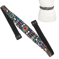 CRYSTAL GEMSTONE CLUSTER SASH STRETCH BELT