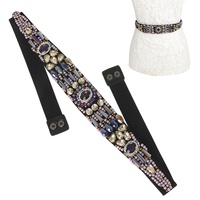 CRYSTAL GEMSTONE CLUSTER SASH STRETCH BELT