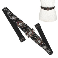 BAROQUE CRYSTAL GEMSTONE FLORAL SASH STRETCH BELT