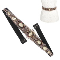 BAROQUE CRYSTAL GEMSTONE FLORAL SASH STRETCH BELT