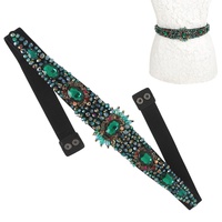 BAROQUE CRYSTAL GEMSTONE FLORAL SASH STRETCH BELT