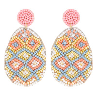 EASTER EGG BEAD EMBROIDERED EARRINGS