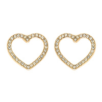 METALLIC RHINESTONE PAVE HEART CUT OUT EARRINGS