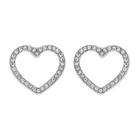 METALLIC RHINESTONE PAVE HEART CUT OUT EARRINGS