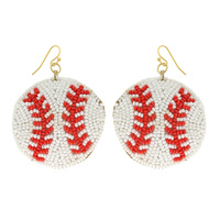 GAMEDAY BASEBALL BEAD EMBROIDERED EARRINGS