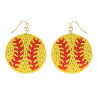 GAMEDAY SOFTBALL BEAD EMBROIDERED EARRINGS