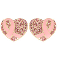 BREAST CANCER AWARENESS RIBBON HEART EARRINGS