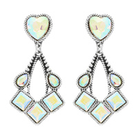 WESTERN JEWELED TWO-TIER HEART TEARDROP EARRINGS