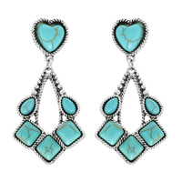 WESTERN JEWELED TWO-TIER HEART TEARDROP EARRINGS