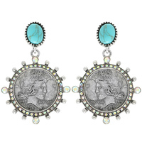 WESTERN LIBERTY COIN DANGLE EARRINGS