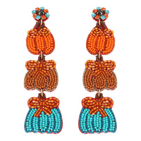 FALL THEME SEED BEAD PUMPKIN EARRINGS