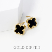 GOLD PLATED QUATREFOIL POST EARRINGS