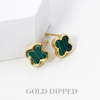 GOLD PLATED QUATREFOIL POST EARRINGS