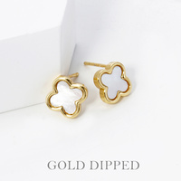 GOLD PLATED QUATREFOIL POST EARRINGS