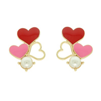 JEWELED ENAMEL HEART POST EARRINGS