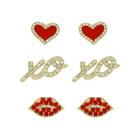 3-PACK VALENTINE THEME ENAMEL POST EARRINGS