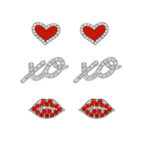 3-PACK VALENTINE THEME ENAMEL POST EARRINGS