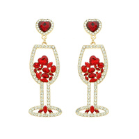 HEART THEME WINE GLASS POST EARRINGS