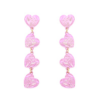 METALLIC FOILED HEART LINEAR EARRINGS