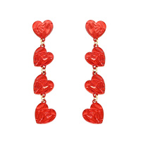 METALLIC FOILED HEART LINEAR EARRINGS