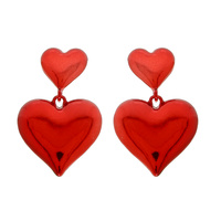 RED METALLIC HEART POST EARRINGS