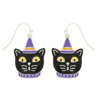 HALLOWEEN ENAMEL CAT EARRINGS