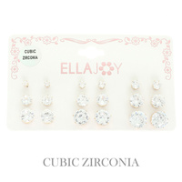 3 PAIR CZ STUD EARRING SET