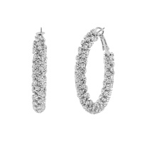 RHINESTONE PAVE TUBE HOOP EARRINGS