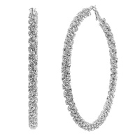 RHINESTONE PAVE TUBE HOOP EARRINGS